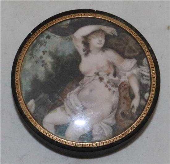 An early 19th century French horn snuff box, 3.5in.